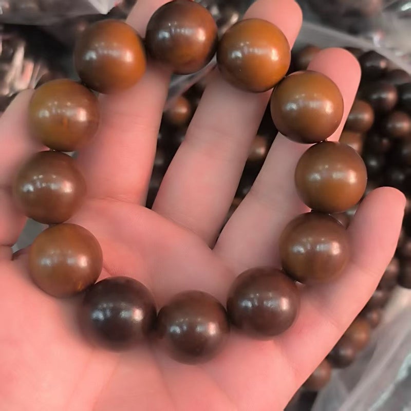 Natural Lightning-Struck Jujube Wood Handmade Bead Bracelet with Full Lightning Marks