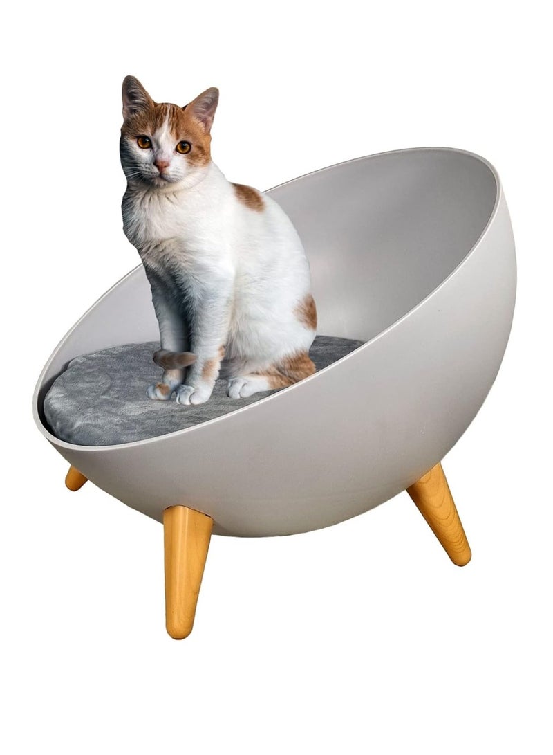 NNC PETS Cat, Kitten, Pet Bed, Hard Plastic Round Bed With Stand, Cozy Cats, Soft And Warmth Cushion, Portable, Easy To Clean, Indoor, Light Pink & Dark Yellow Color, 40 Cm Diameter - Image 1
