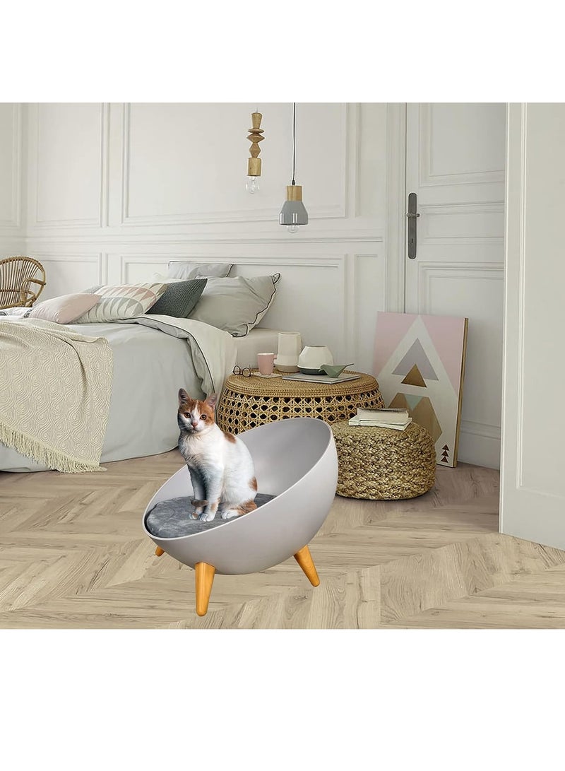 NNC PETS Cat, Kitten, Pet Bed, Hard Plastic Round Bed With Stand, Cozy Cats, Soft And Warmth Cushion, Portable, Easy To Clean, Indoor, Light Pink & Dark Yellow Color, 40 Cm Diameter - Image 2