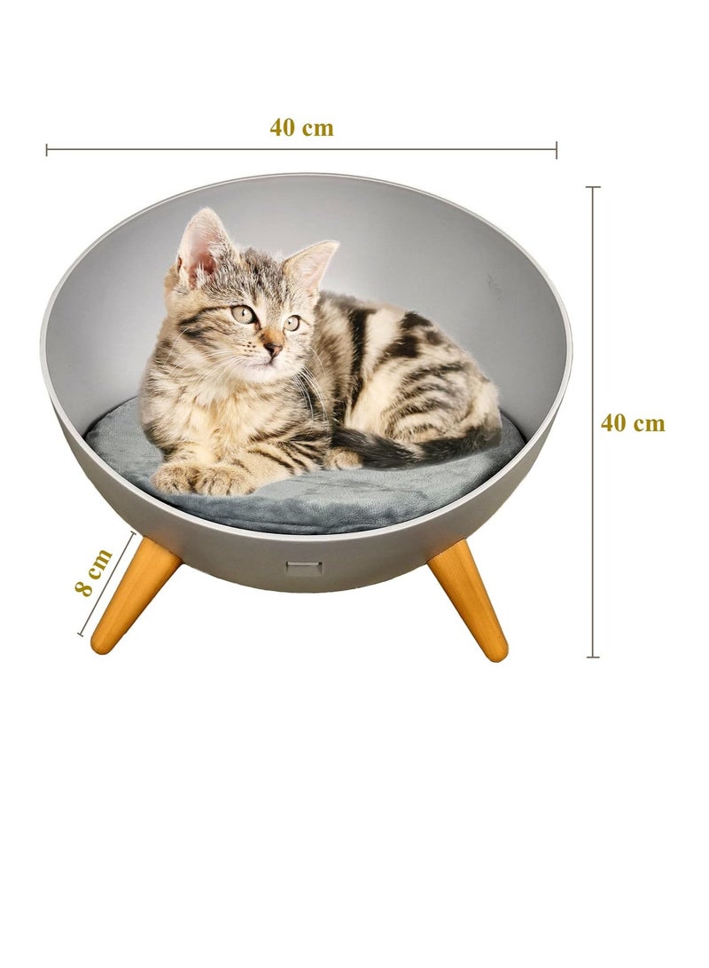 NNC PETS Cat, Kitten, Pet Bed, Hard Plastic Round Bed With Stand, Cozy Cats, Soft And Warmth Cushion, Portable, Easy To Clean, Indoor, Light Pink & Dark Yellow Color, 40 Cm Diameter - Image 3