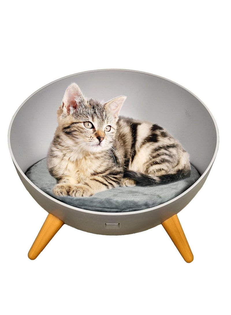 NNC PETS Cat, Kitten, Pet Bed, Hard Plastic Round Bed With Stand, Cozy Cats, Soft And Warmth Cushion, Portable, Easy To Clean, Indoor, Light Pink & Dark Yellow Color, 40 Cm Diameter - Image 5