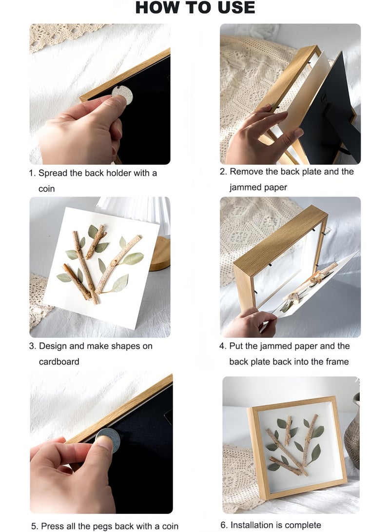 2 Pack Shadow Box Display Case Frame, 8x8 inches, 3cm Picture Frame Deep, Display Case Box for Memorabilia and Photos , Crafts, Tickets (White, 8x8inch) - Image 3