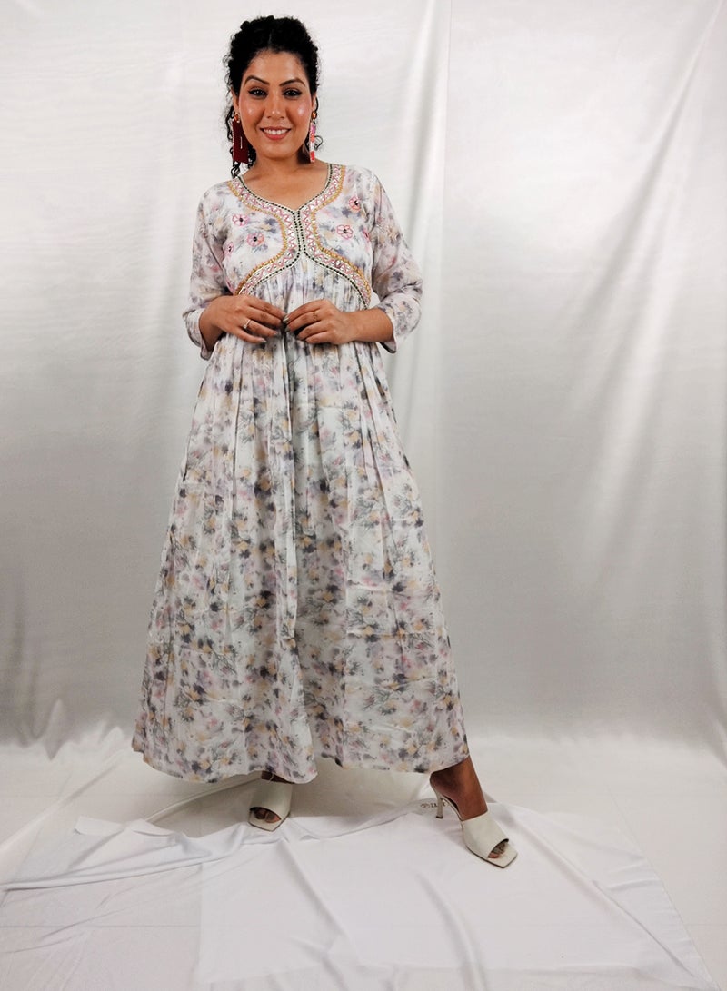 باناش برييا PRIYA'S PANACHE كورتا قطنية بيضاء مزخرفة واسعة | زي هندي تقليدي | ملابس سهرات مصممة للنساء | ملابس احتفالية وكاجوال  - Image 4
