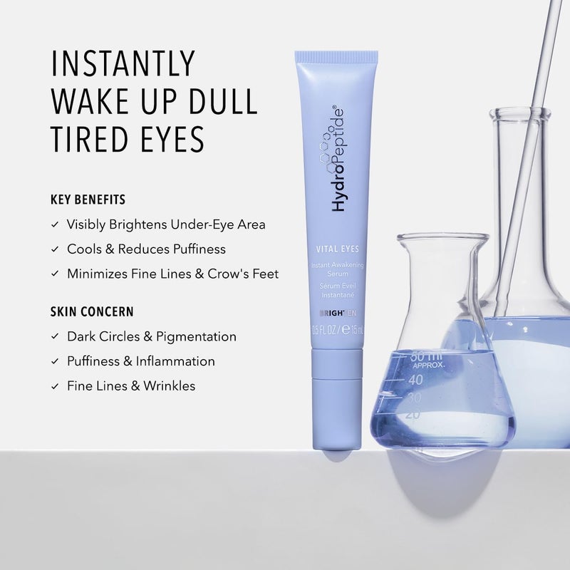 HydroPeptide Vital Eyes, Instant Awakening Serum, Cooling Rollerball Under Eye Moisturizer 0.3 Ounce - Image 2