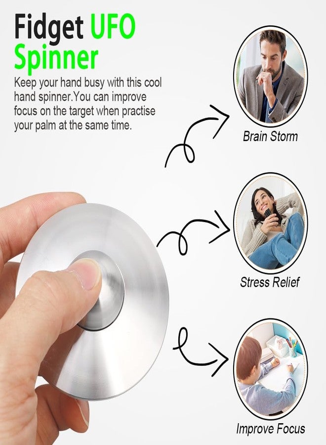 Anzmtosn UFO Fidget Spinner Toy for Kids Adults, Alloy Metal Spaceship Finger Hand Spinner, Cool Desk Gadget Decoration Ornament, Holiday Stocking Stuffer Gift, Stress Relief EDC Toy - Image 2