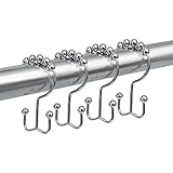 MAYTEX Mills Metal Double Roller Glide Ring, Chrome, Set of 12 Shower Curtain Hooks, - Image 1