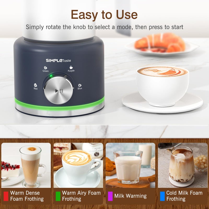 SIMPLETASTE Milk Frother, 4 in 1 Electric Milk Steamer, 16.91oz/500ml Automatic Warm and Cold Foam Frother for Coffee, Latte, Macchiato, Cappuccino, Hot Chocolate, Easy to Clean - Image 4
