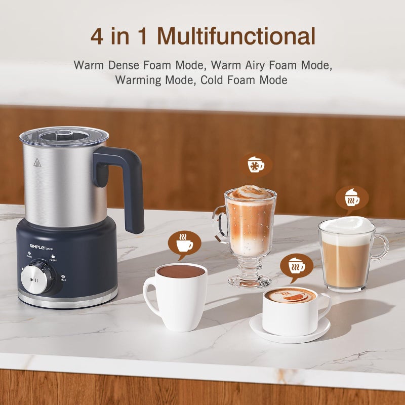 SIMPLETASTE Milk Frother, 4 in 1 Electric Milk Steamer, 16.91oz/500ml Automatic Warm and Cold Foam Frother for Coffee, Latte, Macchiato, Cappuccino, Hot Chocolate, Easy to Clean - Image 2