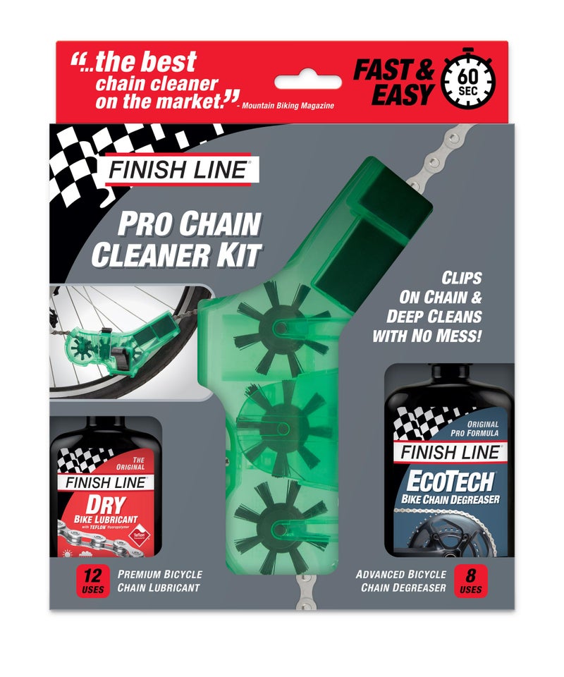 Finish Line Shop Quality Bicycle Chain Cleaner Kit â€“ Deep Scrubbing Chain Cleaner, EcoTech Degreaser and Dry Lubricant for Efficient, Clean and Smooth Drivetrain Performance - Image 1