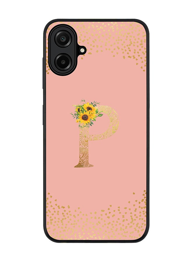 Stylizedd For Samsung Galaxy A07 4G Case,Slim fit Camera Protection, Shockproof Thin Phone cover  - Custom Floral Monogram - P  (Rose Pink )