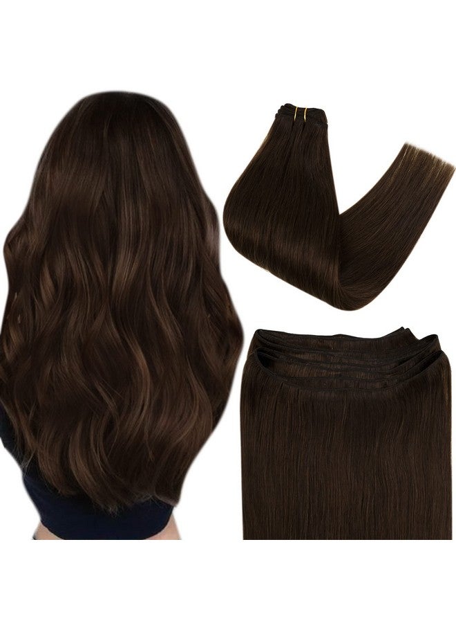 Easyouth Brown Weft Hair Extensions Real Human Hair Remy Hair Weft Extensions 100 Grams Straight Double Weft Brown Sew In Hair Extensions Weft Hair Extensions Human Hair 22 Inch - Image 1