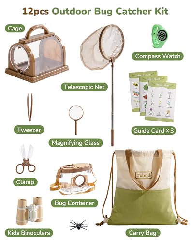 ROBUD Upgraded Kids Explorer Kit Bug Catcher Kit with Wild Adventure Binoculars Green Outdoor Exploration Set for Camping Montessroi Toy for Kids Coming Closer to NatureWRP30 - Image 5
