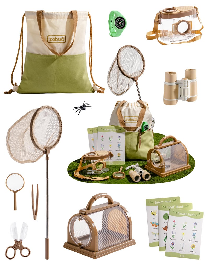 ROBUD Upgraded Kids Explorer Kit Bug Catcher Kit with Wild Adventure Binoculars Green Outdoor Exploration Set for Camping Montessroi Toy for Kids Coming Closer to NatureWRP30 - Image 3