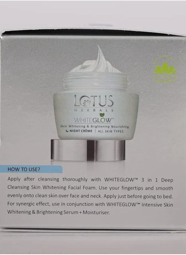 LOTUS HERBALS WHITE GLOW SKIN WHITENING & BRIGHTENING NOURISHING NIGHT CREAM 60G  - Image 5