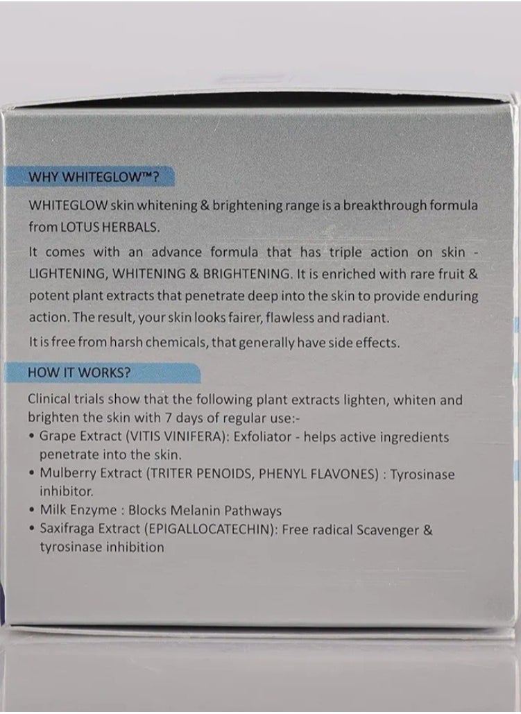 LOTUS HERBALS WHITE GLOW SKIN WHITENING & BRIGHTENING NOURISHING NIGHT CREAM 60G  - Image 3