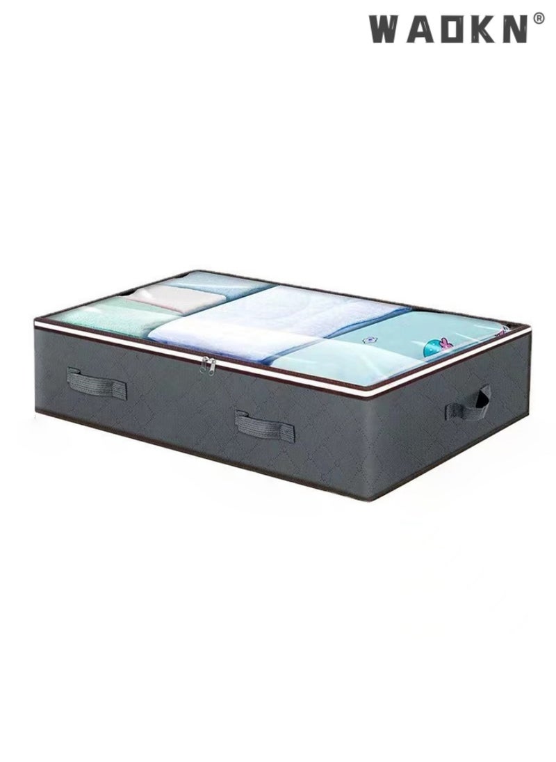 Extended Pack of 2 Large Capacity Soft Underbed Storage Containers with 4 Ergonomic Handles & Clear Transparent Lids for Effortless Finding, Ultra-Durable Material, Space-Saving Foldable Design for Maximum Convenience - pzsku/Z79837DD3487FAC167479Z/45/_/1726906051/f95778e3-3220-4716-8857-7092576b92f0