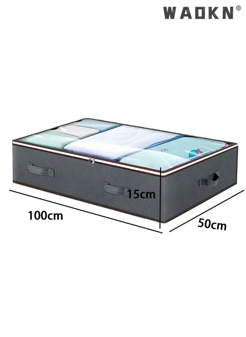 Extended Pack of 2 Large Capacity Soft Underbed Storage Containers with 4 Ergonomic Handles & Clear Transparent Lids for Effortless Finding, Ultra-Durable Material, Space-Saving Foldable Design for Maximum Convenience - pzsku/Z79837DD3487FAC167479Z/45/_/1726906055/38329b86-5ad9-4f00-b864-357c6cd931db