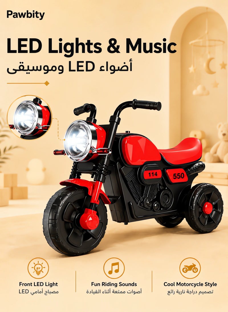 Pawbity Toddler Balance Bike, Kids Bike with LED Lights & Music, Wide Anti-Skid Wheels & Sturdy Triangle Frame, No-Pedal Baby Balance Bike for 1-5 Year Old Boys Girls - Image 2
