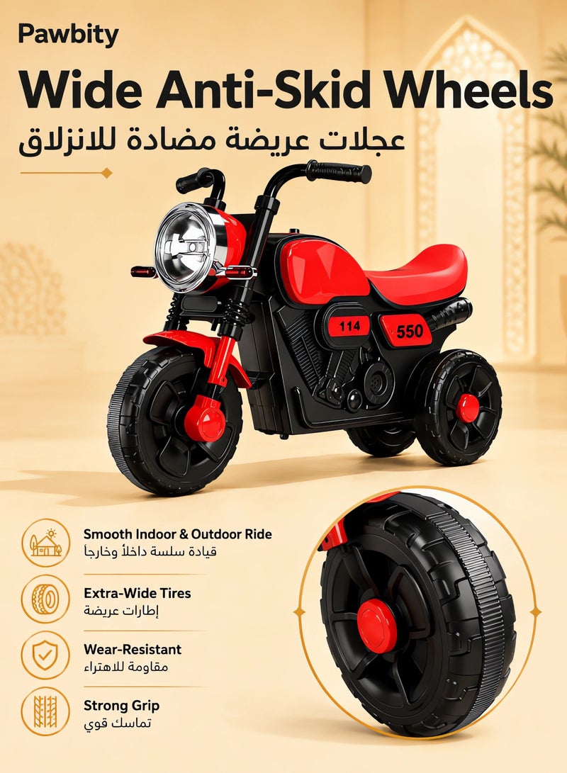 Pawbity Toddler Balance Bike, Kids Bike with LED Lights & Music, Wide Anti-Skid Wheels & Sturdy Triangle Frame, No-Pedal Baby Balance Bike for 1-5 Year Old Boys Girls - Image 4
