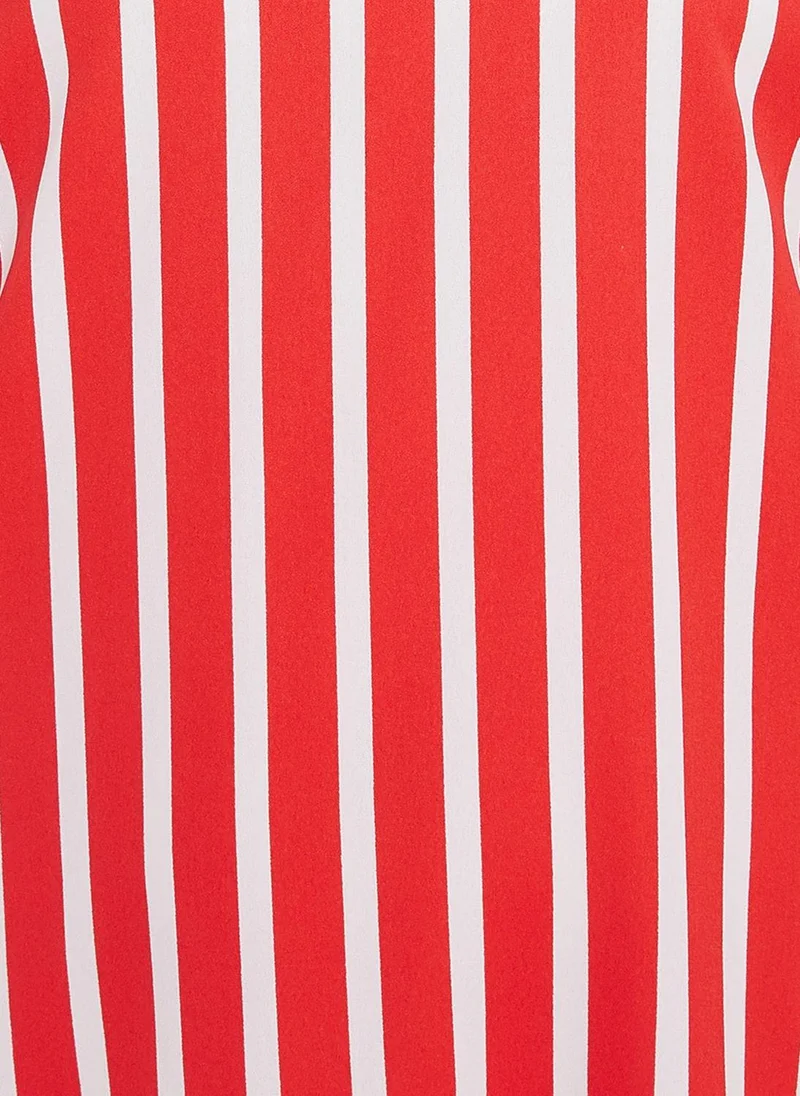 Clovia Red Clovia Sassy Stripes Babydoll in Red- Crepe for Women | Best Price UAE