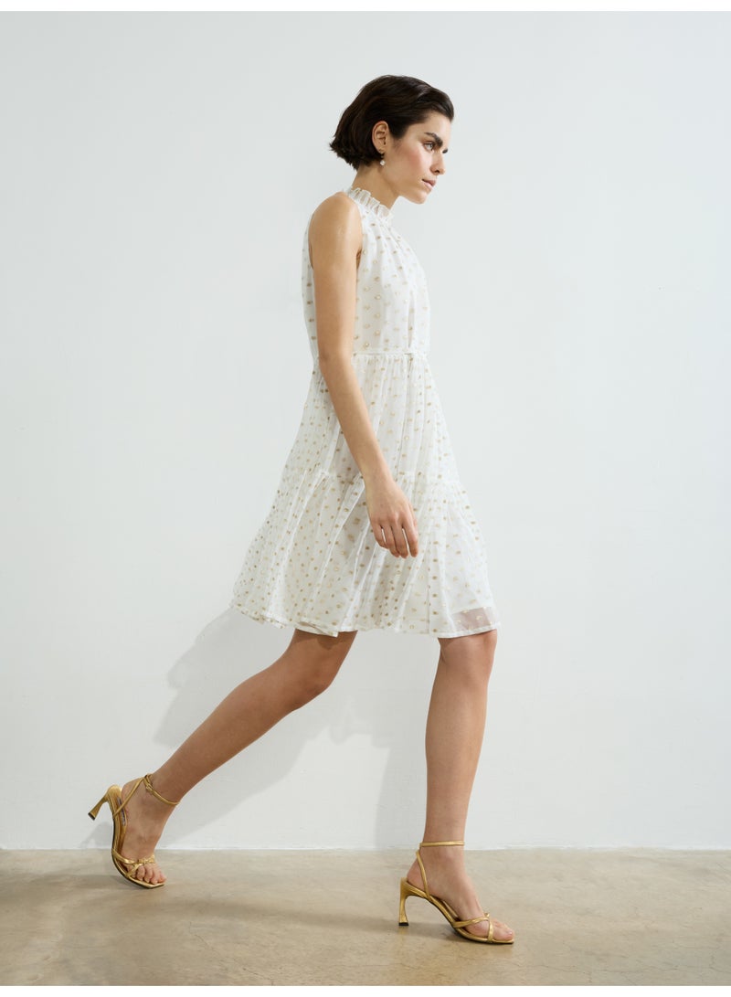 French Connection Arlo Jacquard Lurex Dot Tiered Dress  - Image 2