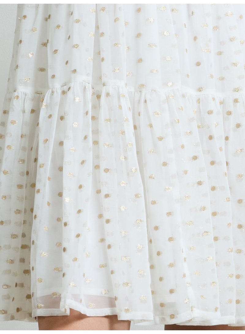 French Connection Arlo Jacquard Lurex Dot Tiered Dress  - Image 5