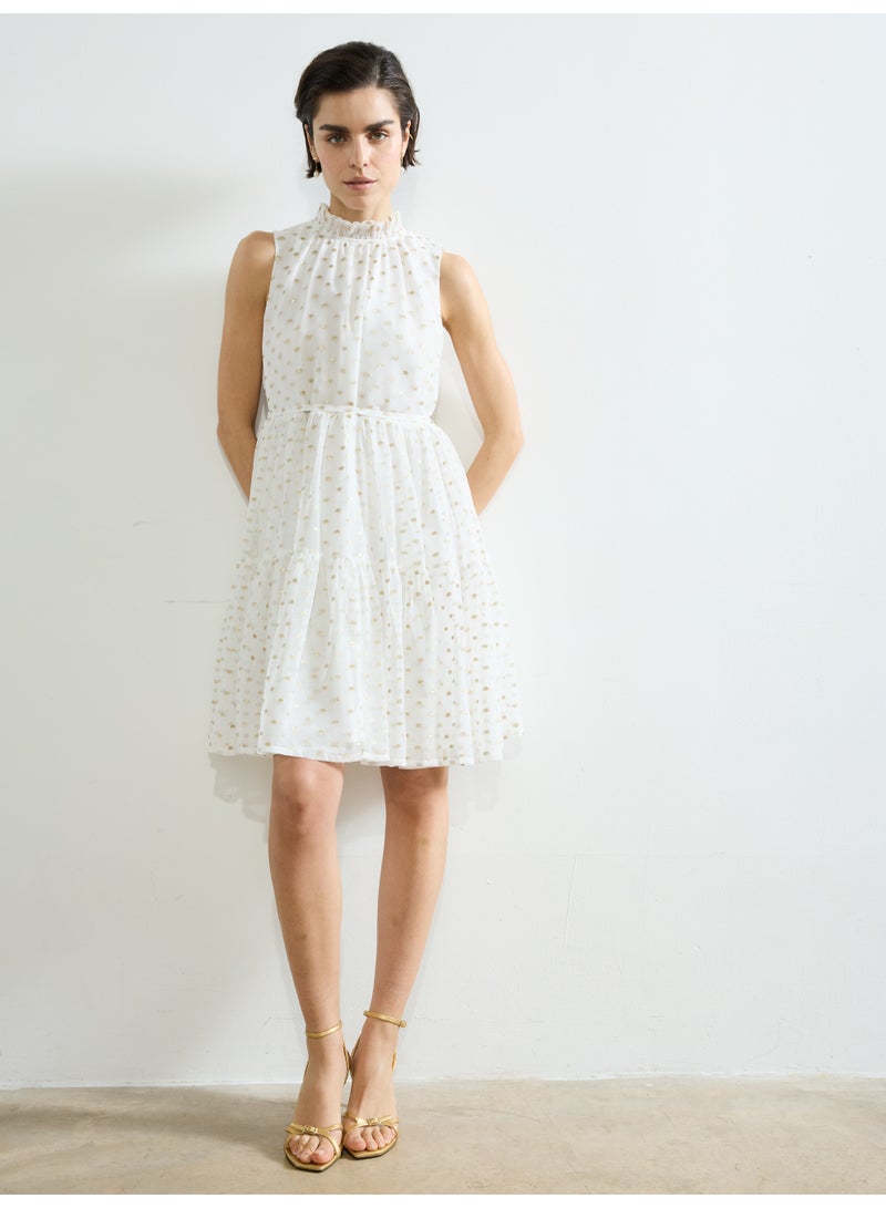 French Connection Arlo Jacquard Lurex Dot Tiered Dress  - Image 1