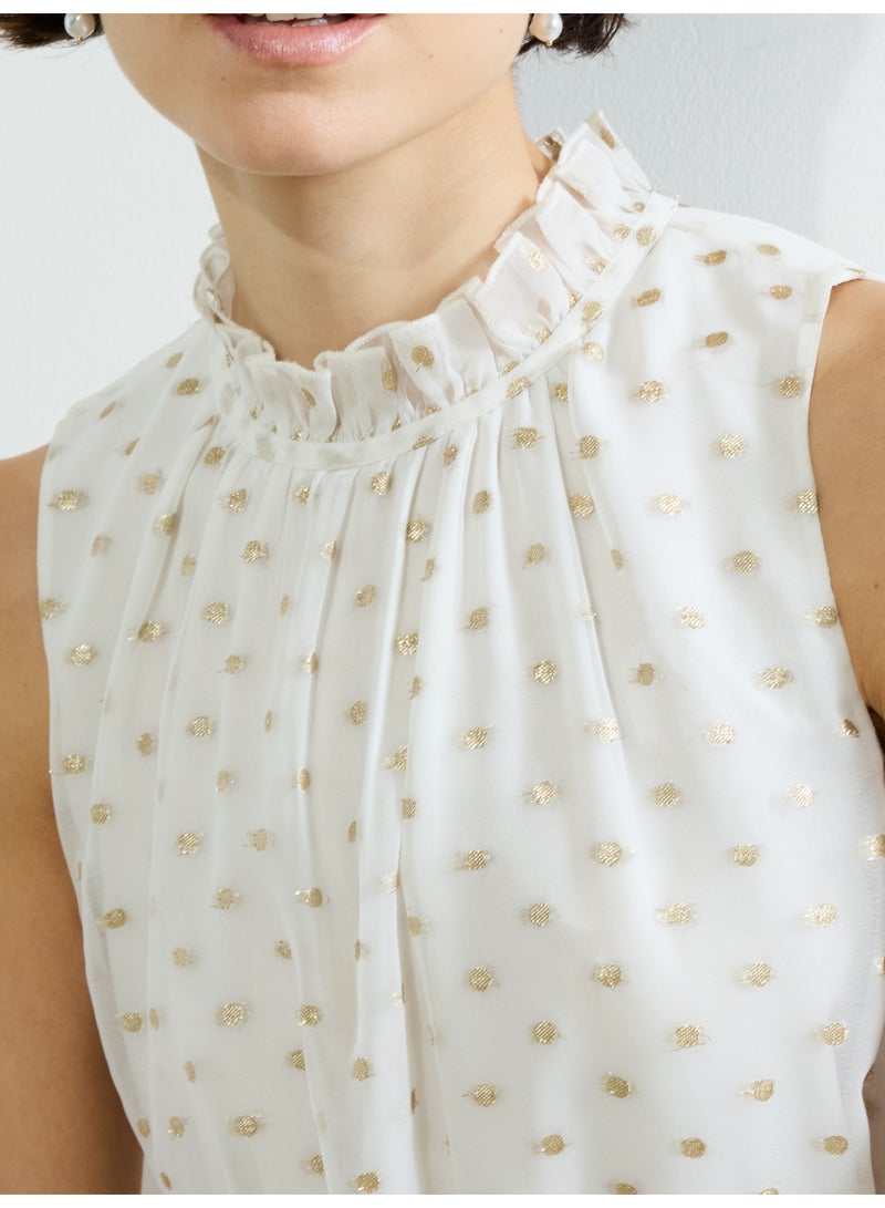 French Connection Arlo Jacquard Lurex Dot Tiered Dress  - Image 4