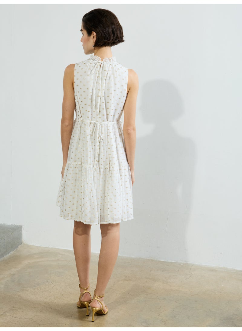 French Connection Arlo Jacquard Lurex Dot Tiered Dress  - Image 3