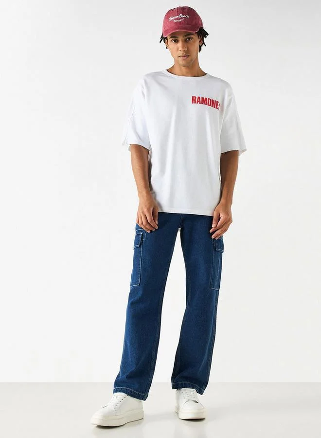 SP Characters Ramones Print T-shirt with Crew Neck and Short Sleeves