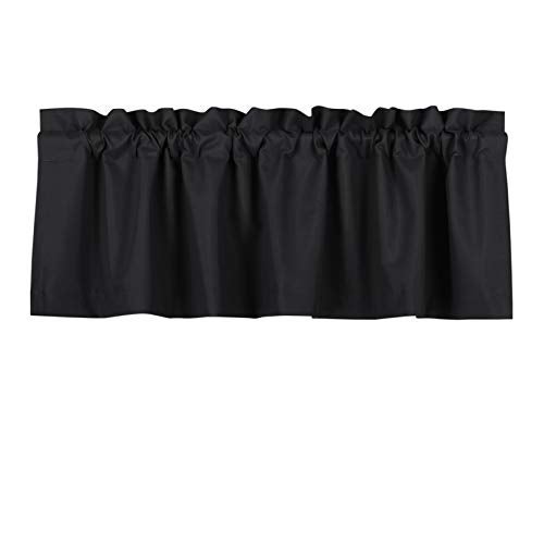 Valea Home Blackout Valance Curtains Waterproof Soft Rod Pocket Valance for Kitchen and Bathroom Window Room Darkening Valances for Bedroom 52 inch x 18 inch Black