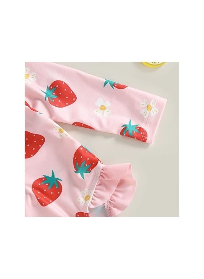Baby Girl Rash Guard Swimsuit Floral One Piece Bathing Suit Infant Zipper Swimwear + Hat Sun Protection Beach Wear - Image 4