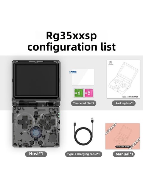 RG35XXSP Game Machine Wireless Flip Open Source Handheld Retro Handheld PSP HD TV Game Machine 1 Wholesale-Product Color:35xx Sp Comes Standard With 32g Without Games-Model:Black And Transparent