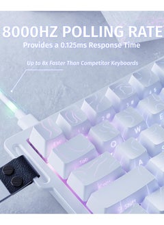 هجوم القرش لوحة مفاتيح ميكانيكية للألعاب X68 HE Rapid Trigger 60% سلكية مع تشغيل قابل للتعديل، مفتاح مغناطيسي بتأثير هول، معدل استطلاع 8 كيلو هرتز، إضاءة خلفية RGB، تثبيت علوي، غطاء مفتاح مطبوع جانبيًا (محيط أبيض)  - Image 3