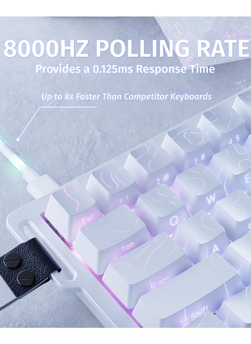 هجوم القرش - لوحة مفاتيح ميكانيكية للألعاب X68 HE Rapid Trigger 60% سلكية مع تشغيل قابل للتعديل، مفتاح مغناطيسي بتأثير هول، معدل استطلاع 8 كيلو هرتز، إضاءة خلفية RGB، تثبيت علوي، غطاء مفتاح مطبوع جانبيًا (محيط أبيض) - Image 1