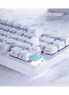 هجوم القرش لوحة مفاتيح ميكانيكية للألعاب X68 HE Rapid Trigger 60% سلكية مع تشغيل قابل للتعديل، مفتاح مغناطيسي بتأثير هول، معدل استطلاع 8 كيلو هرتز، إضاءة خلفية RGB، تثبيت علوي، غطاء مفتاح مطبوع جانبيًا (محيط أبيض)  - Image 4