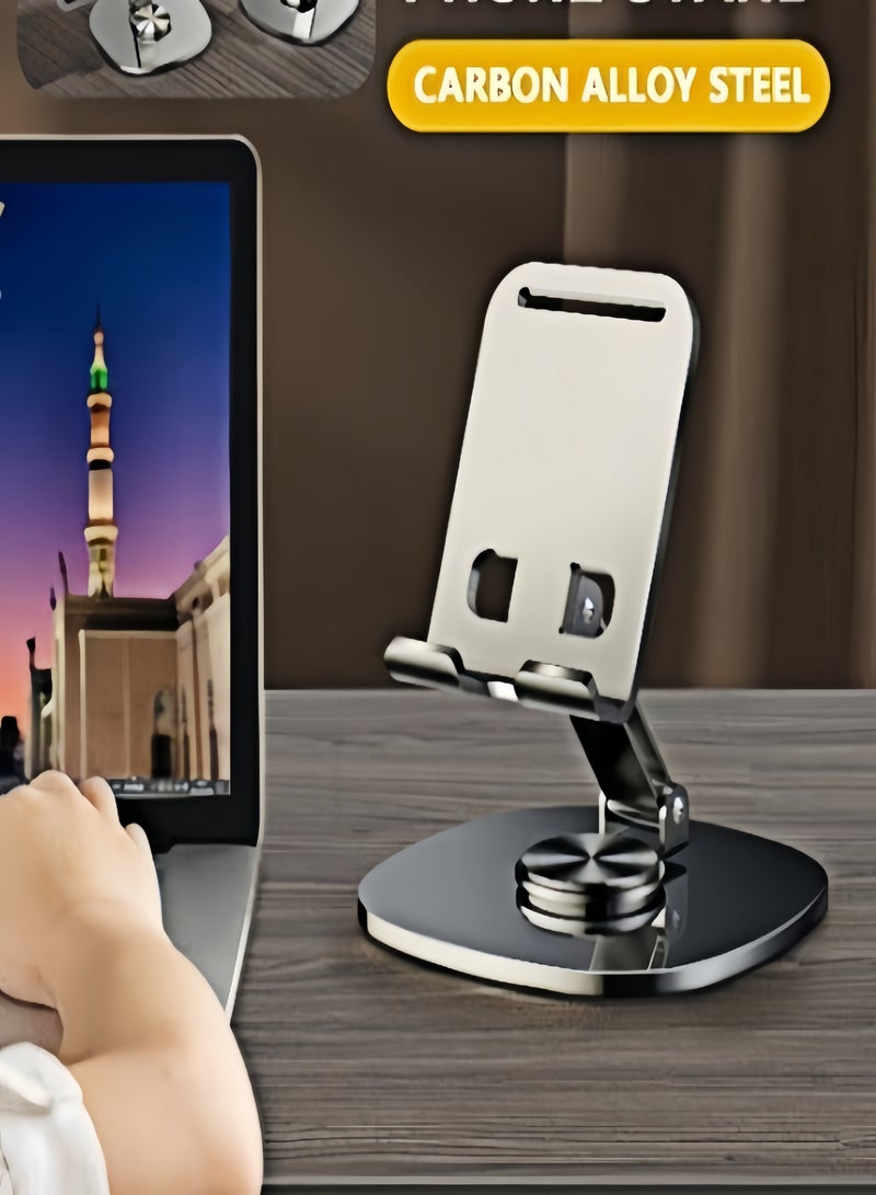 كيفن حامل هاتف معدني مكتبي قابل للطي، حامل موبايل ة دوار بزاوية 360 درجة، حامل جوال محمول، حامل هاتف محمول, للمكتب ارتفاع قابل للتعديل حامل iPhone حامل iPhone قابل للطي لجميع هواتف - Image 2