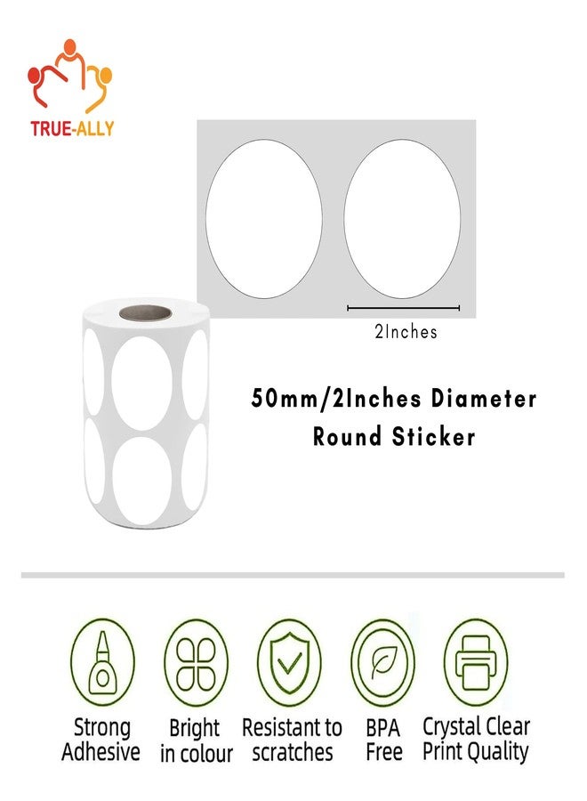 True-Ally 50mm 2up Non-tearable Waterproof Round Circle Dot Barcode Label 2 inch Diameter - 1000/Roll - Sticker for Printing, Writing Barcoding(Ribbon Required) (1 Roll per Pack (1000 Labels)) - Image 2