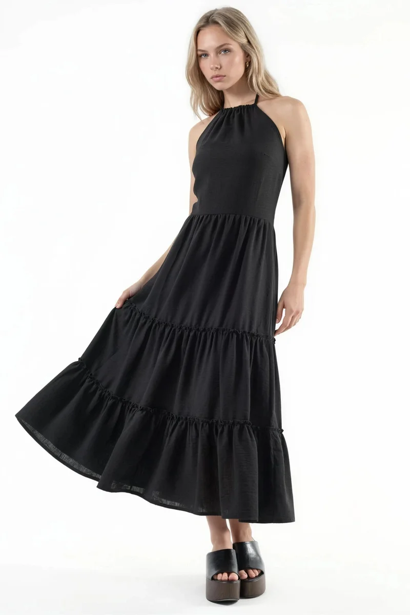 Busem BUSEM Frilly Halter Neck Maxi Dress