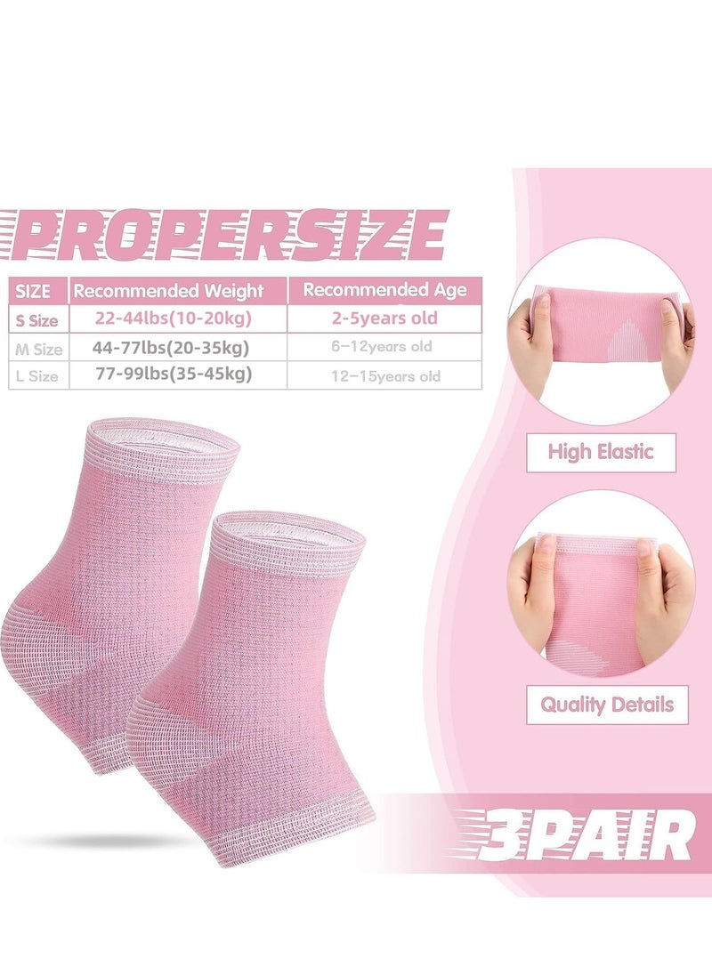 KASTWAVE 3 Pair Ankle Compression Sleeves for Kids - Foot Arch Support Sleeve Socks, Ankle Brace Compression Sleeves for Girls in Pink, Ideal for Sports, Running, Dance, Fitness, Gymnastics (Pink, Large)  - Image 5