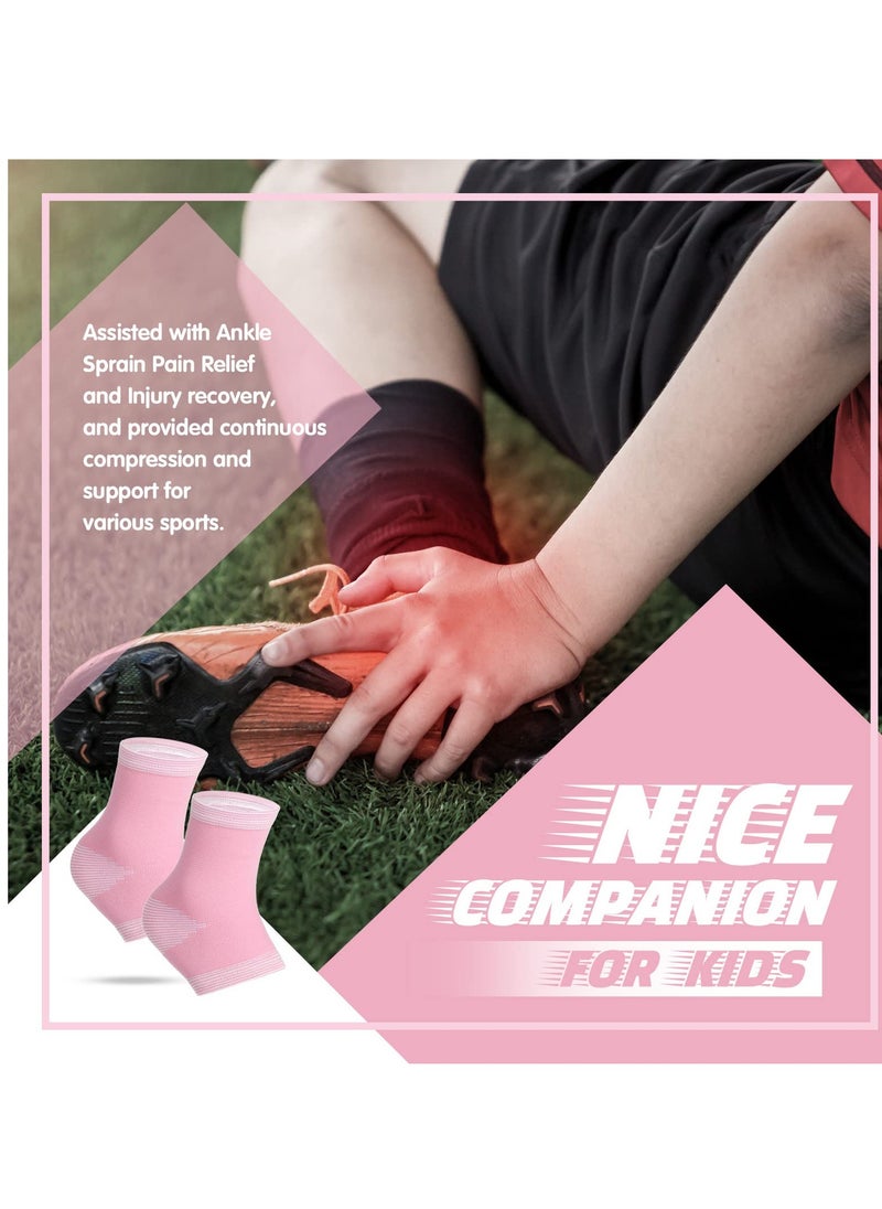 KASTWAVE 3 Pair Ankle Compression Sleeves for Kids - Foot Arch Support Sleeve Socks, Ankle Brace Compression Sleeves for Girls in Pink, Ideal for Sports, Running, Dance, Fitness, Gymnastics (Pink, Large)  - Image 4