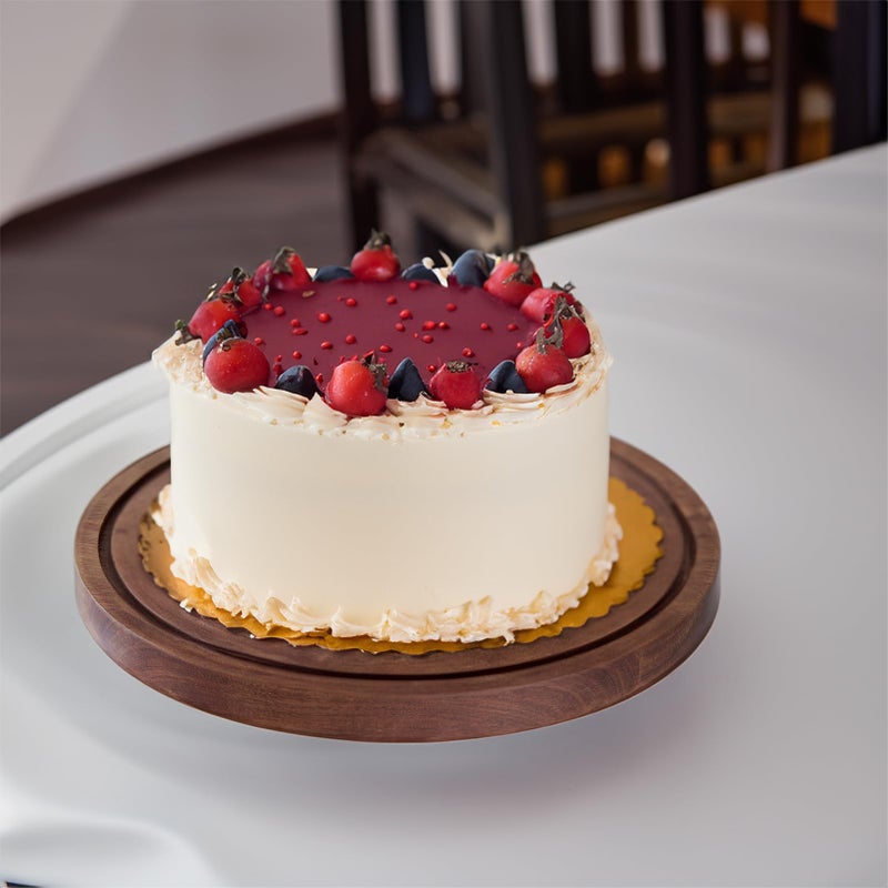 LiTY Cake Stand with Lid, Acacia Wood 12in Round Cake Holder, 2-in-1 Dessert Table Display Set & Charcuterie Board for Cheese, Chips & Dips, Nachos, Fruit Platter, Large Acrylic Cake Dome Cover - Image 5