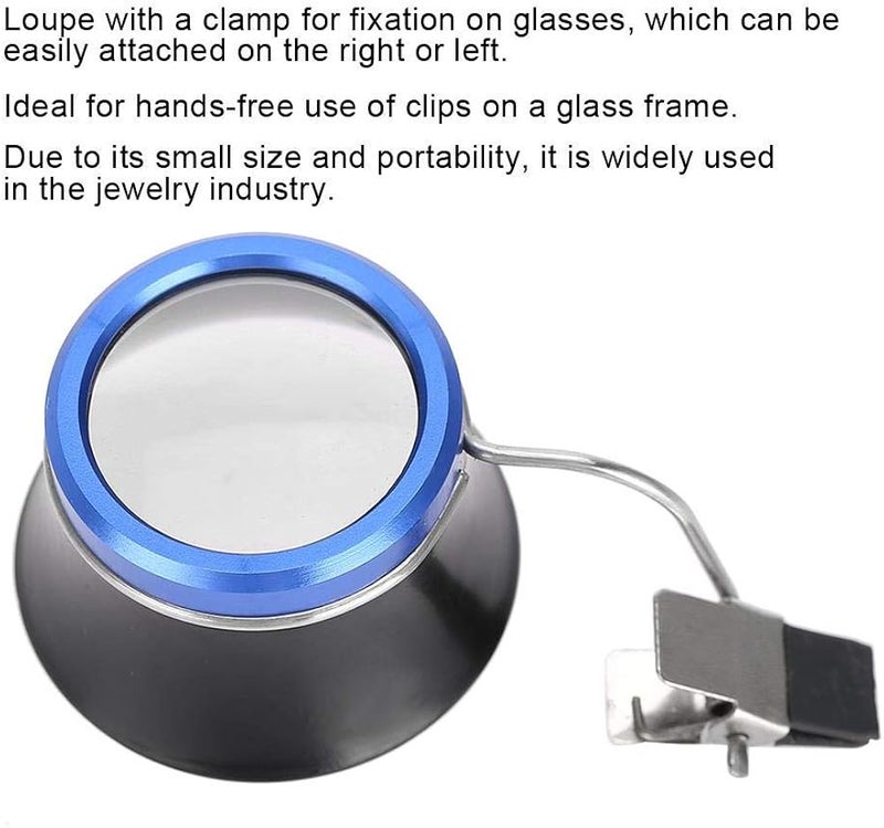 كلاراكو عدسة مكبرة للنظارات تُثبّت بمشبك، عدسة مكبرة لإصلاح المجوهرات والساعات - Image 1
