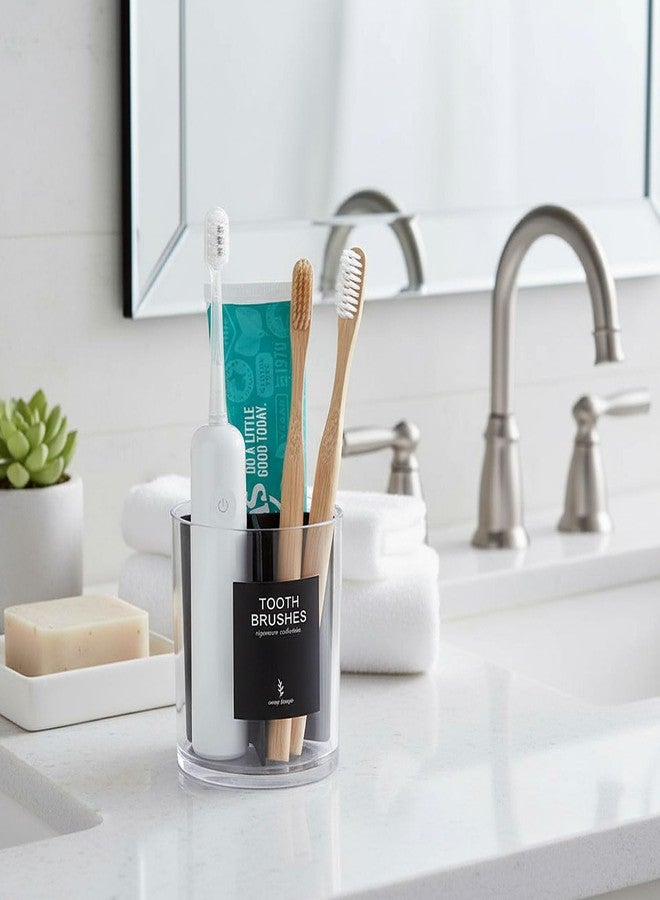 onsogi Acrylic Toothbush Hoder with Divider for Bathroom Decor, Thick Clear Plastic Electronic Toothbrush and Toothpaste Organizer Stand for Vanity Countertops, Bathroom Essentials Accessories, Black - Image 4