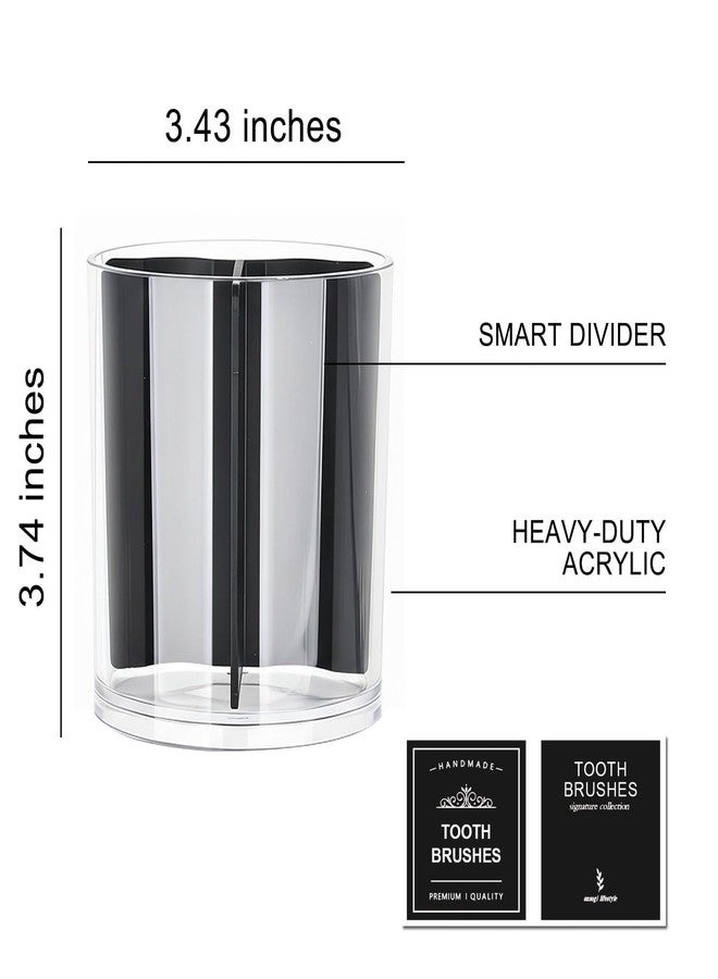 onsogi Acrylic Toothbush Hoder with Divider for Bathroom Decor, Thick Clear Plastic Electronic Toothbrush and Toothpaste Organizer Stand for Vanity Countertops, Bathroom Essentials Accessories, Black - Image 2