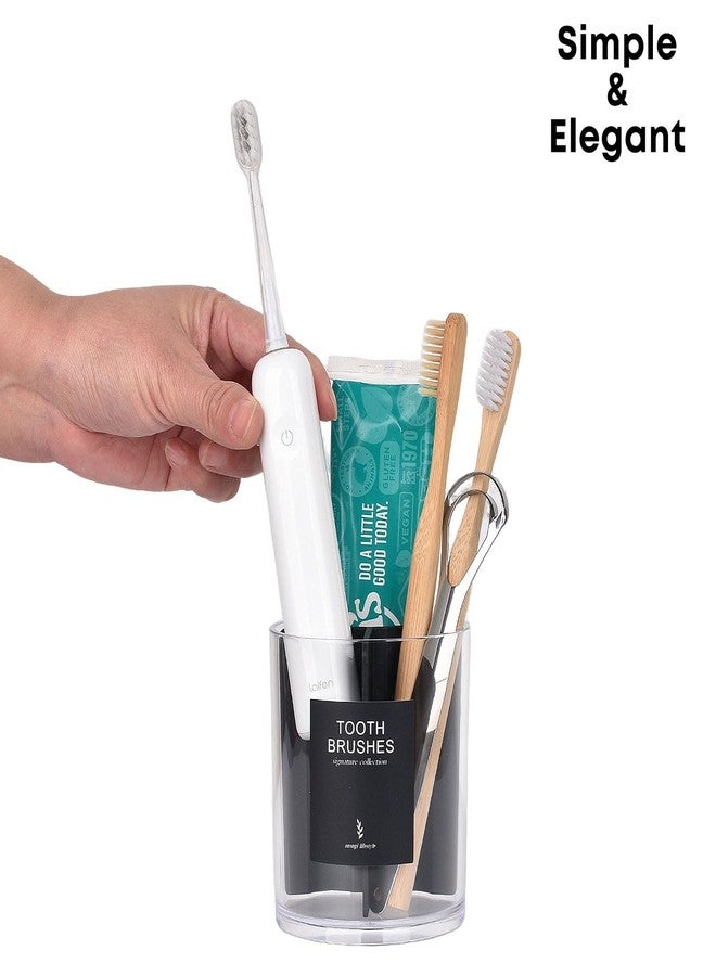 onsogi Acrylic Toothbush Hoder with Divider for Bathroom Decor, Thick Clear Plastic Electronic Toothbrush and Toothpaste Organizer Stand for Vanity Countertops, Bathroom Essentials Accessories, Black - Image 3