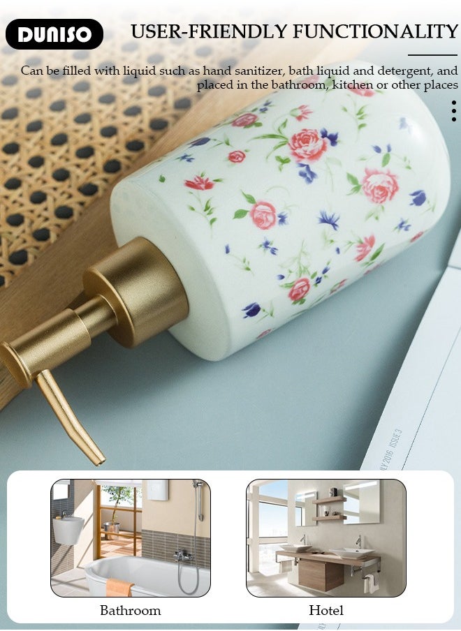 DUNISO - 2 PCS 320ml Ceramic Soap Dispenser, Refillable Hand Lotion, Dispenser for Shampoo, Body Wash, Disinfectant, Stylish Home Decorate, Press Type Shower Bottle, Lotion Dispensers for Kitchen, Bathroom - Image 1