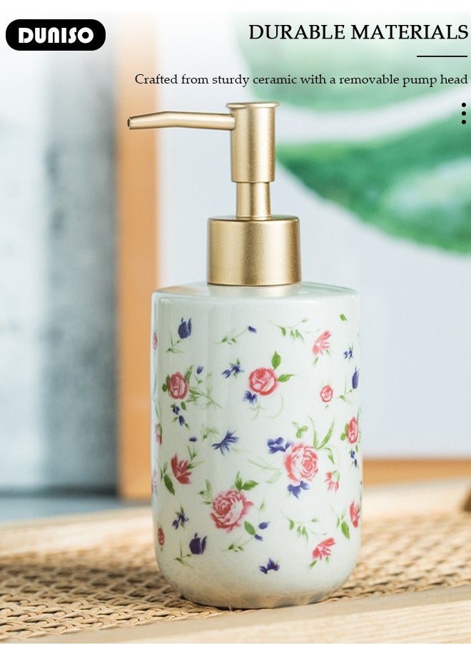 DUNISO - 2 PCS 320ml Ceramic Soap Dispenser, Refillable Hand Lotion, Dispenser for Shampoo, Body Wash, Disinfectant, Stylish Home Decorate, Press Type Shower Bottle, Lotion Dispensers for Kitchen, Bathroom - Image 1