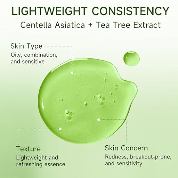 Gaayou Centella Asiatica Serum Centella Tea Tree Ampoule Facial Serum Korean Centella Serum for Acne-Prone Oil Skin Soothing, Calming, Reduce Redness 105ml - Image 5