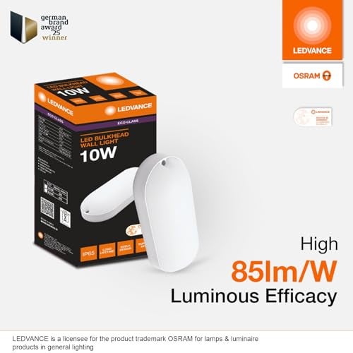 LEDVANCE Osram Bulkhead Light 10W | Outdoor Wall Lights | Terrace Lights | Led Lights for Wall | Outdoor Light for Home, Garden, Porches & Bathrooms | Cool White - Pack of 4 - Image 5